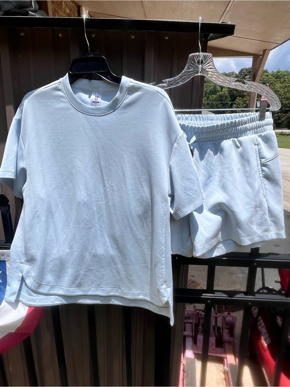 Women's Light Blue Lounge Tee and Shorts Set